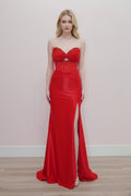 Key Hole Bodice Sweetheart Bustline with a Sheer Waistline Gown NXK1732