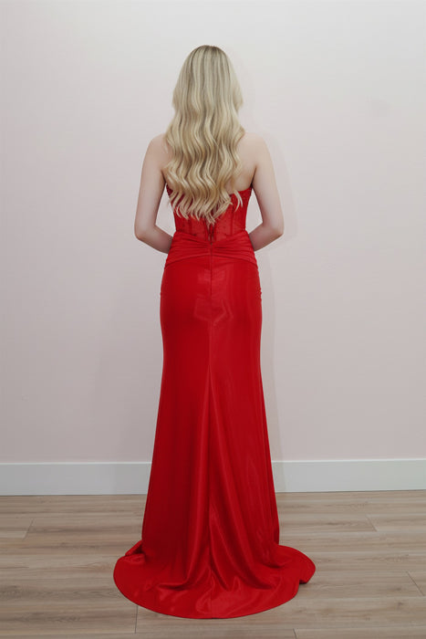 Key Hole Bodice Sweetheart Bustline with a Sheer Waistline Gown NXK1732
