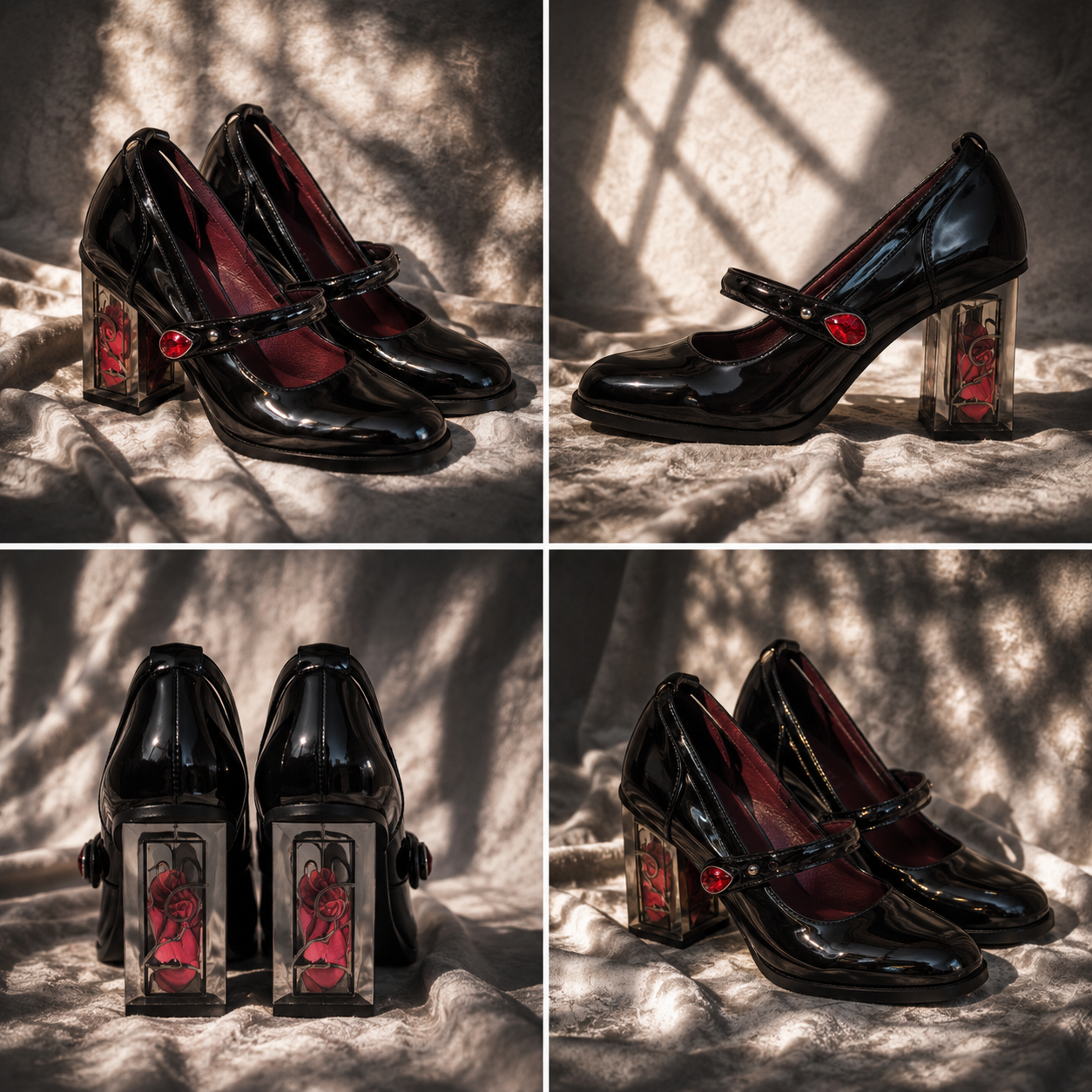 Black/red with rose feature high heels