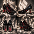 Black/red with rose feature high heels