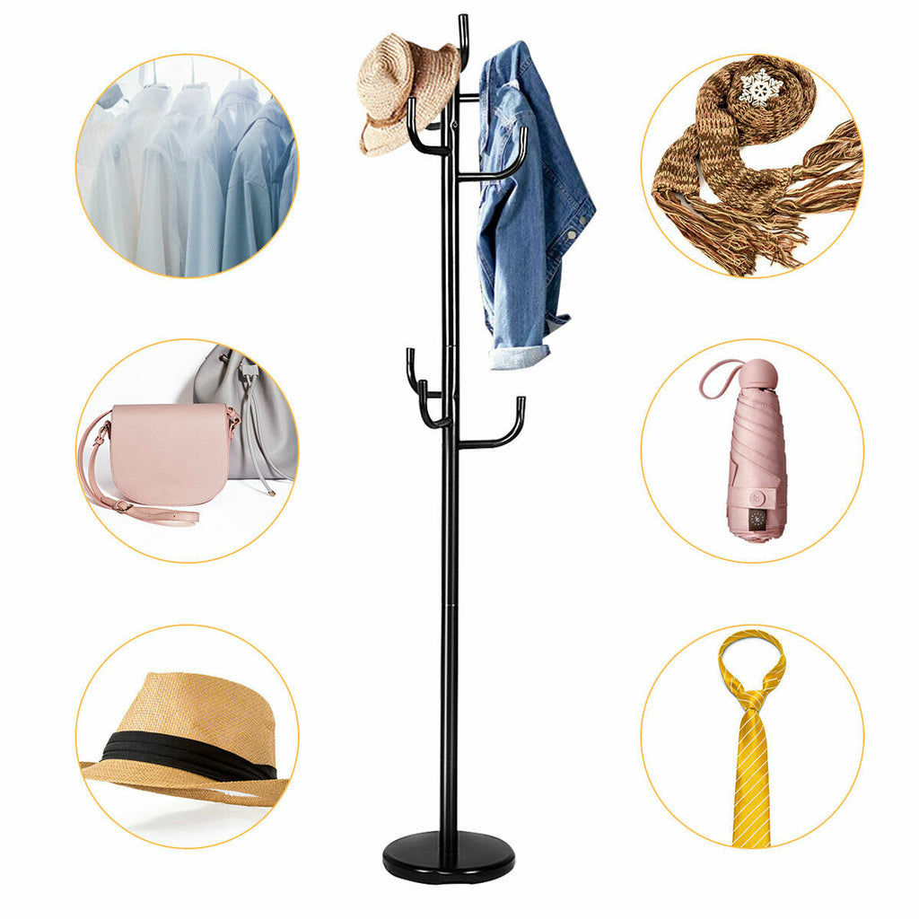 NNECW Metal Coat Rack Stand with 8 Hooks for Hats & Scarves & Handbags