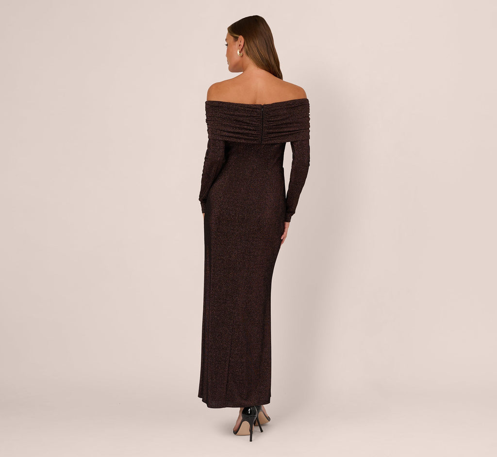 Adrianna Papell ADAE212524 Midi Glitter Cocktail Sheath Dress