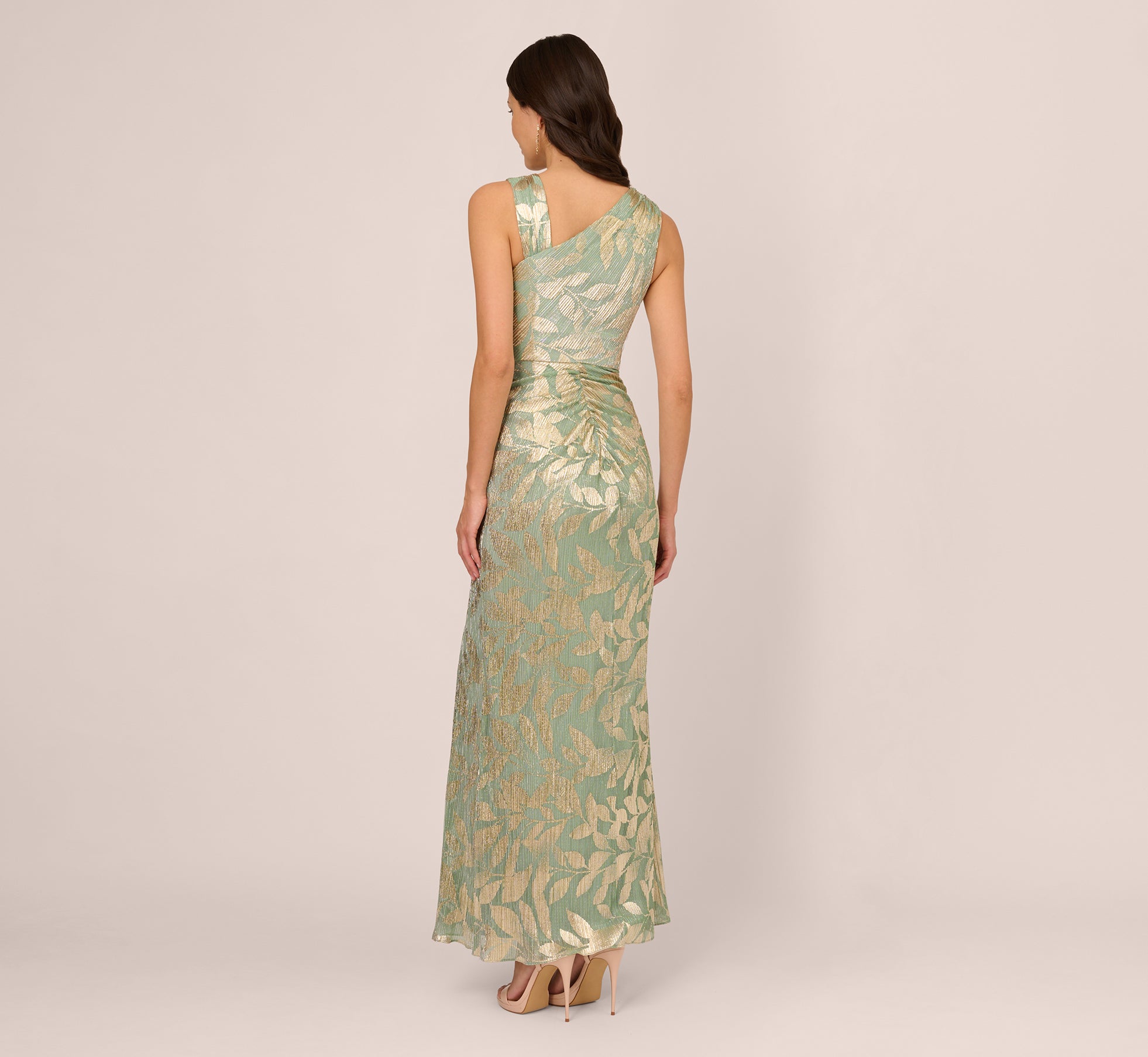 Adrianna Papell AP1E211044W Long Metallic Evening Slit Dress