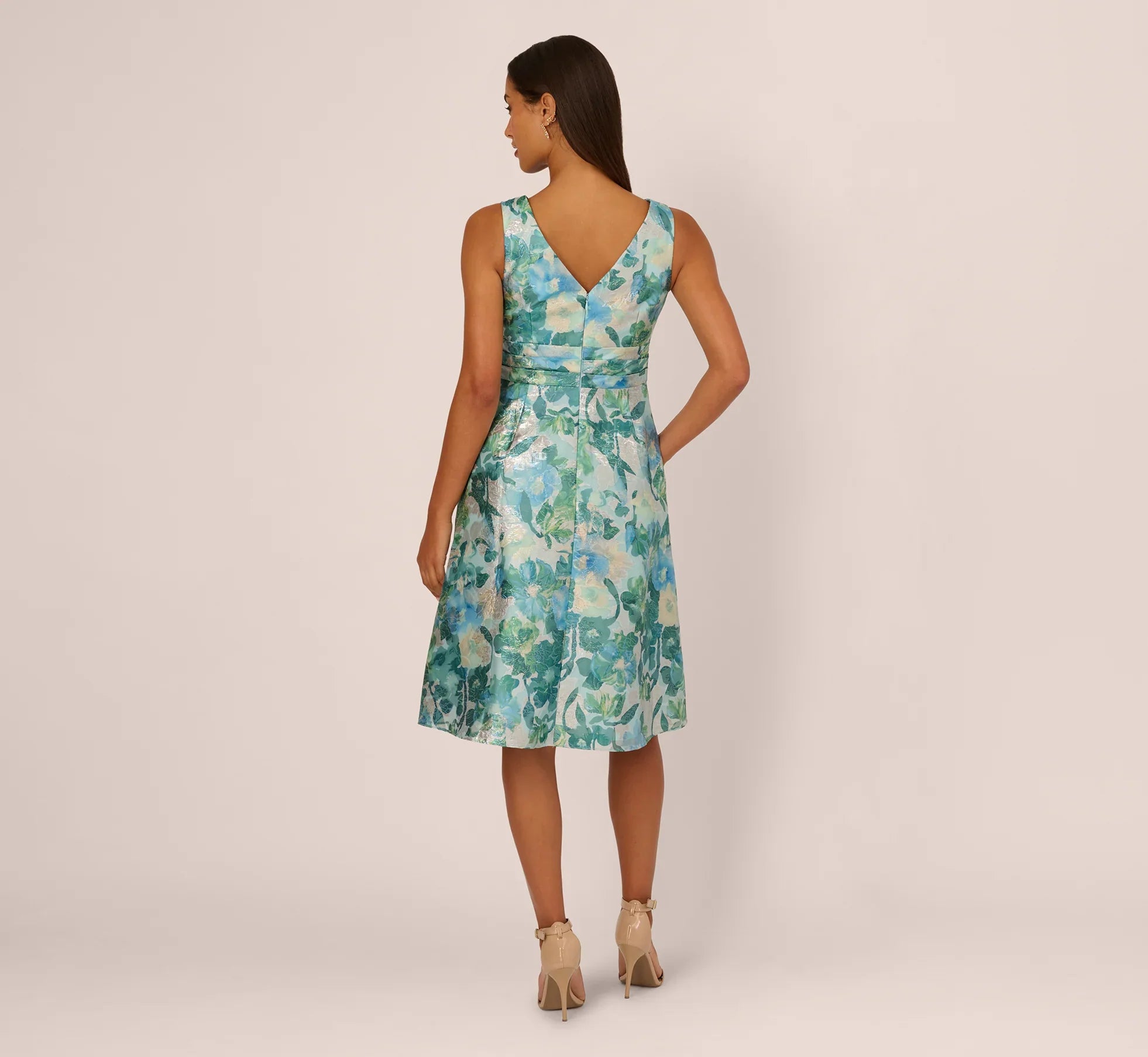Adrianna Papell AP1E211911 Metallic Floral Short Dress