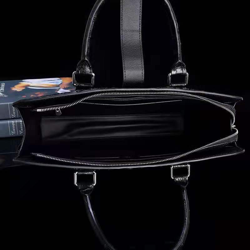 DON JOHN Laptop Bag Genuine Crocodile Leather Handbags Black Messenger Men's