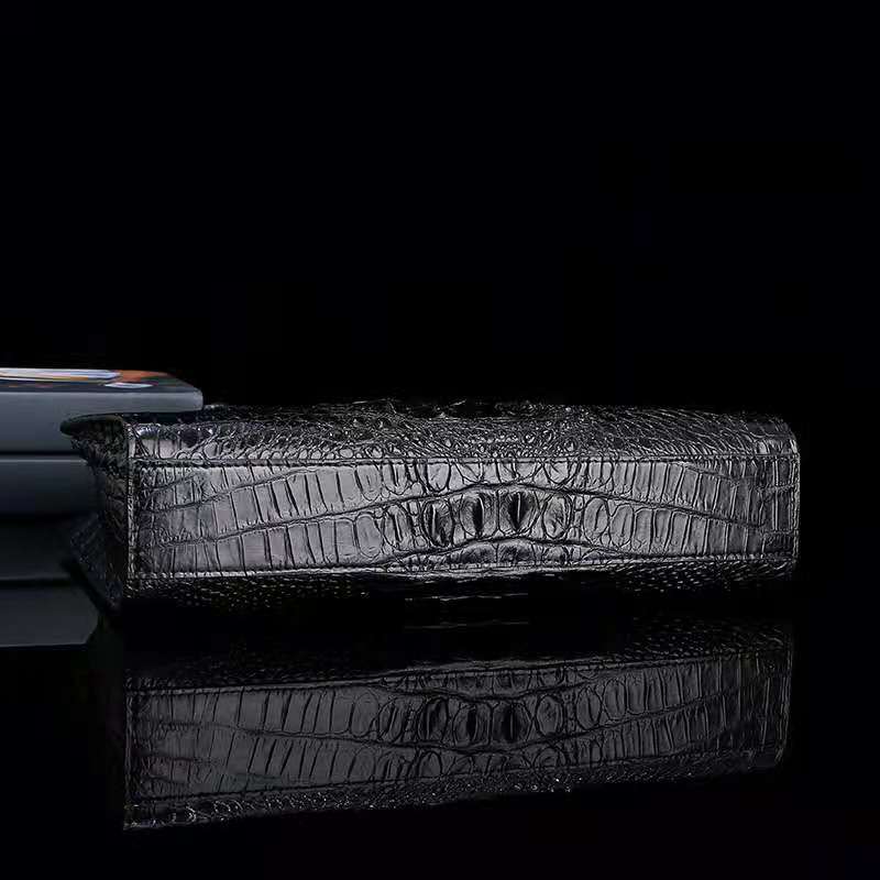 DON JOHN Laptop Bag Genuine Crocodile Leather Handbags Black Messenger Men's