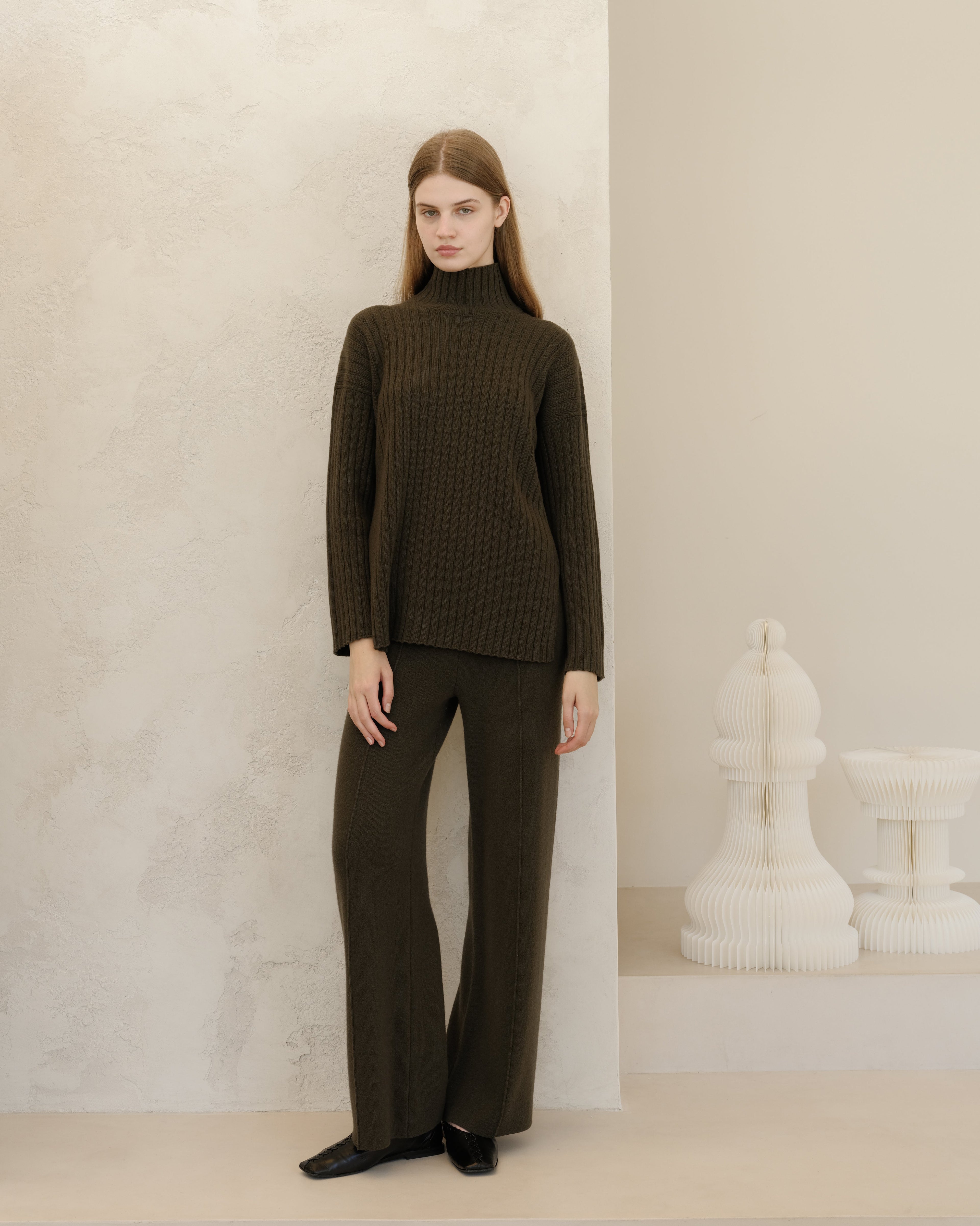 Cashmere Mix Ribbed High Neck