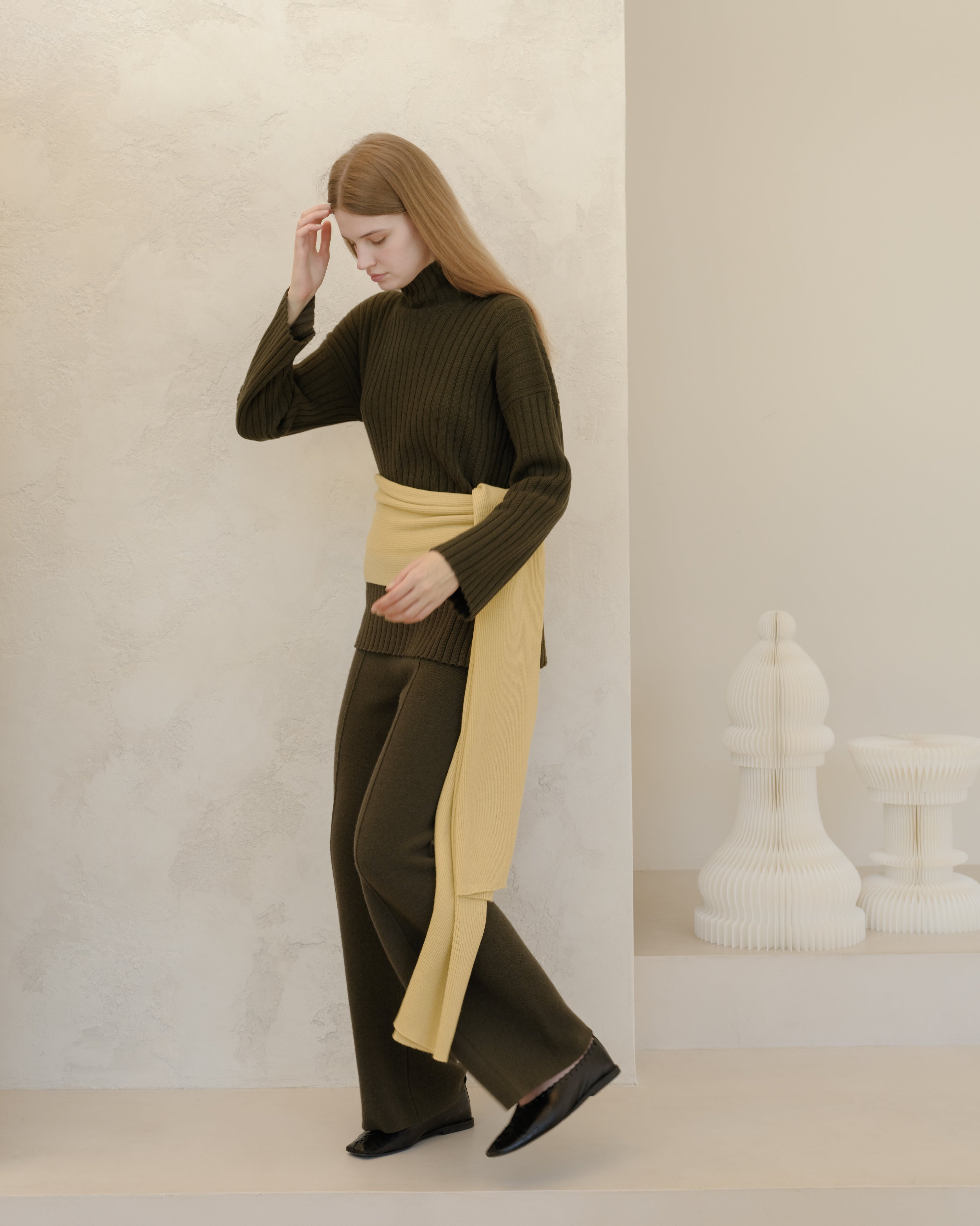 Cashmere Mix Ribbed High Neck