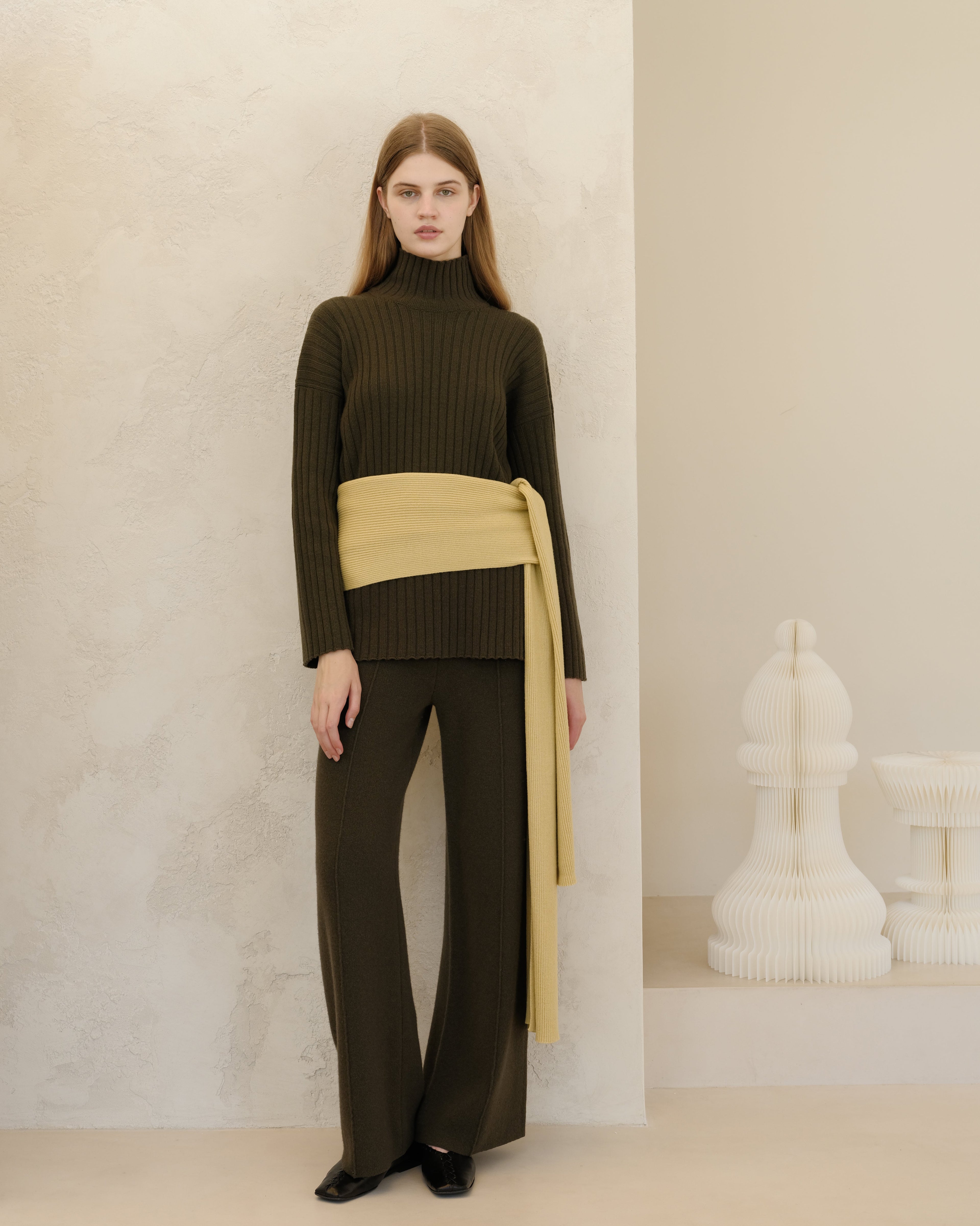 Cashmere Mix Ribbed High Neck