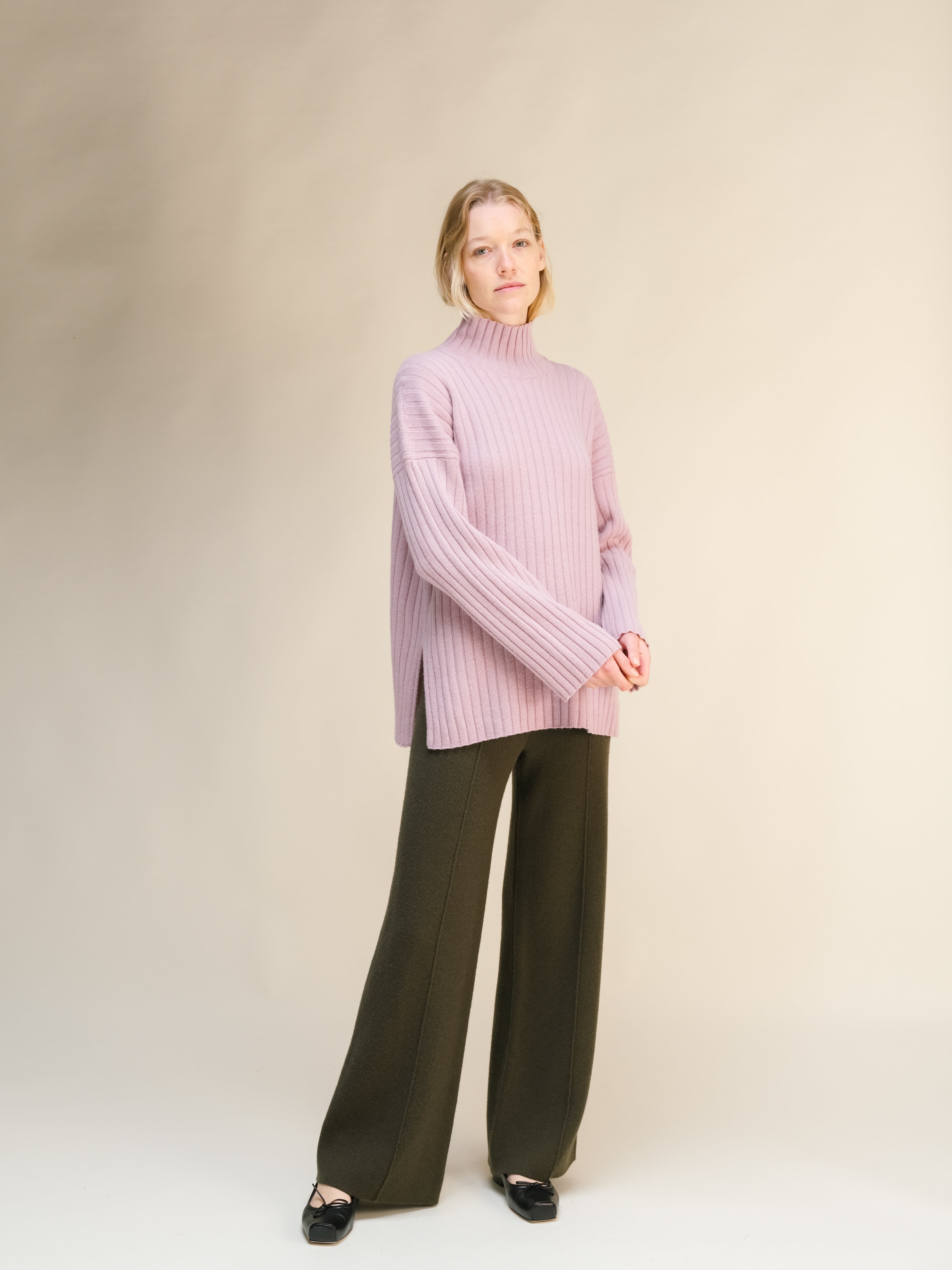 Cashmere Mix Ribbed High Neck
