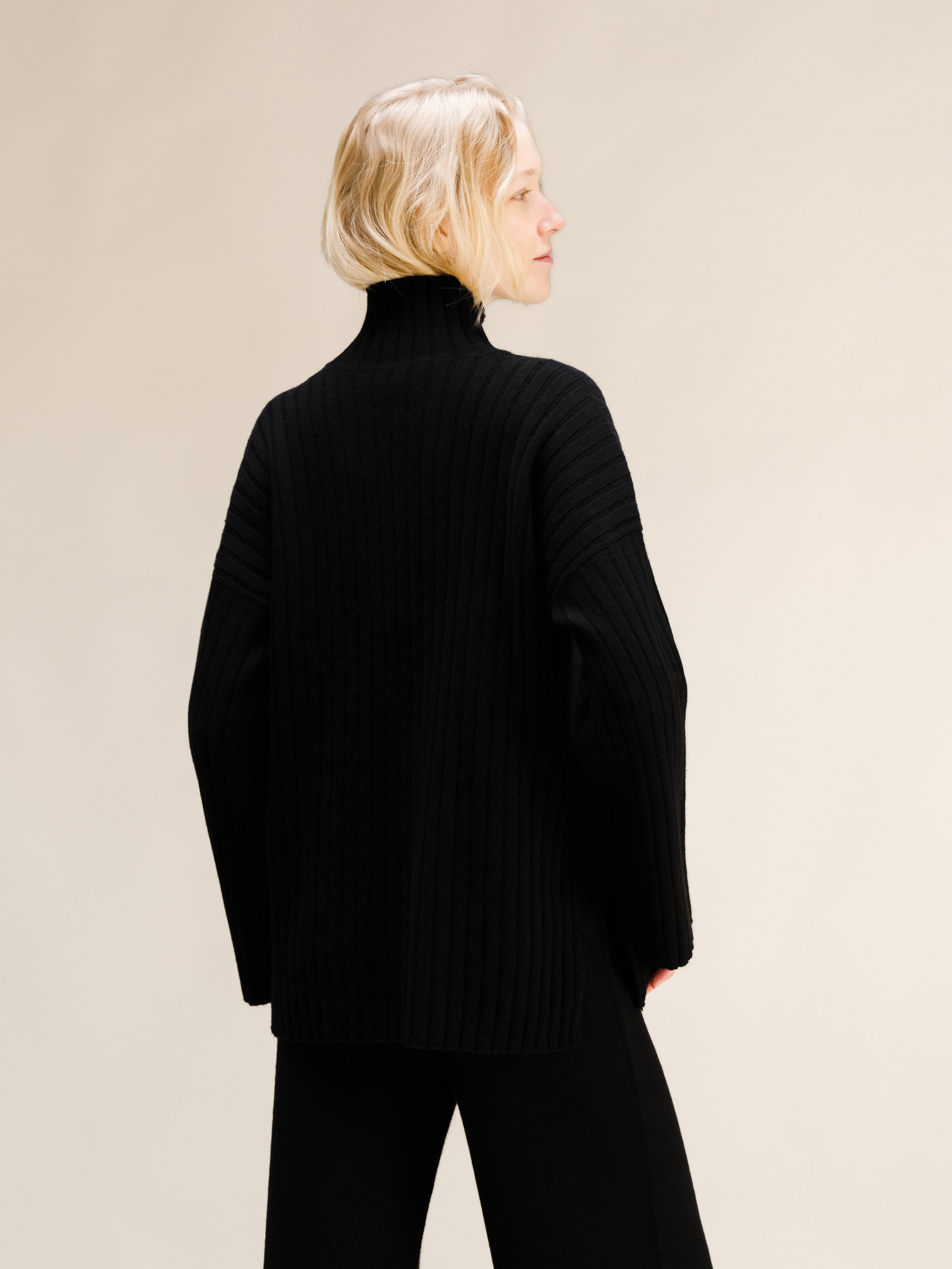 Cashmere Mix Ribbed High Neck