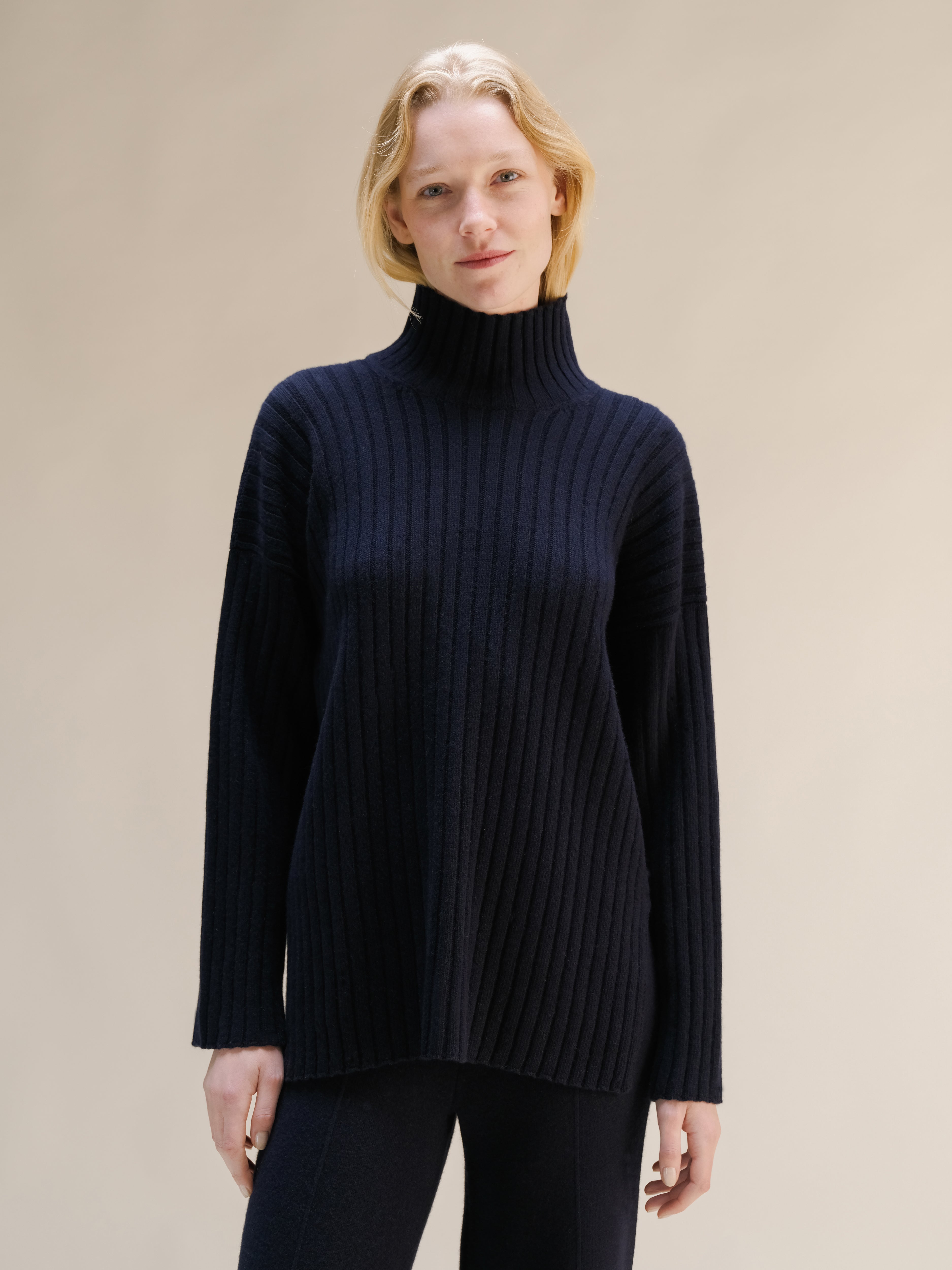 Cashmere Mix Ribbed High Neck