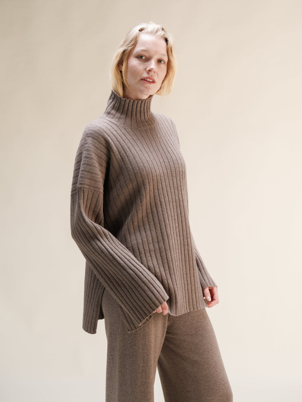 Cashmere Mix Ribbed High Neck