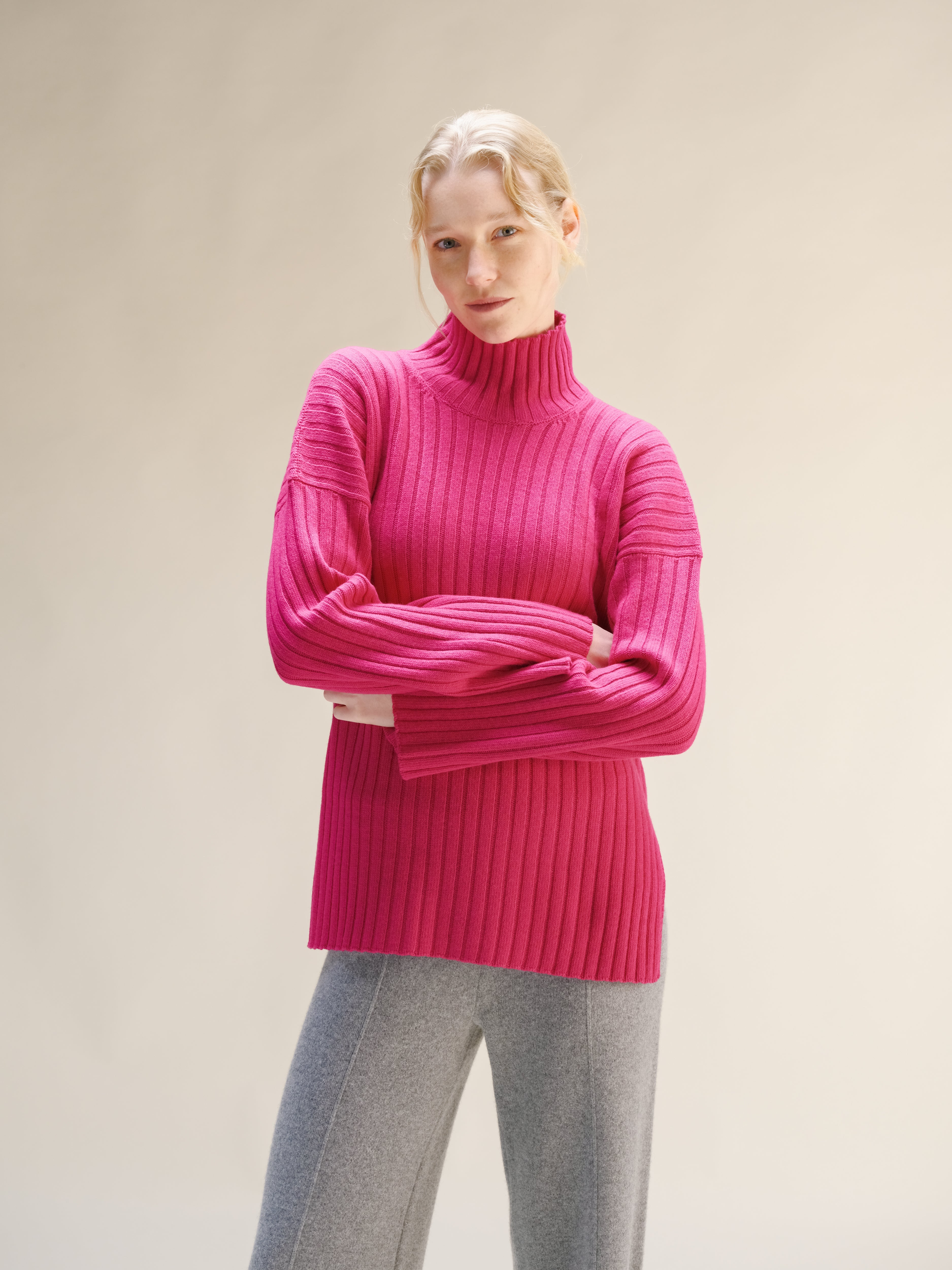 Cashmere Mix Ribbed High Neck