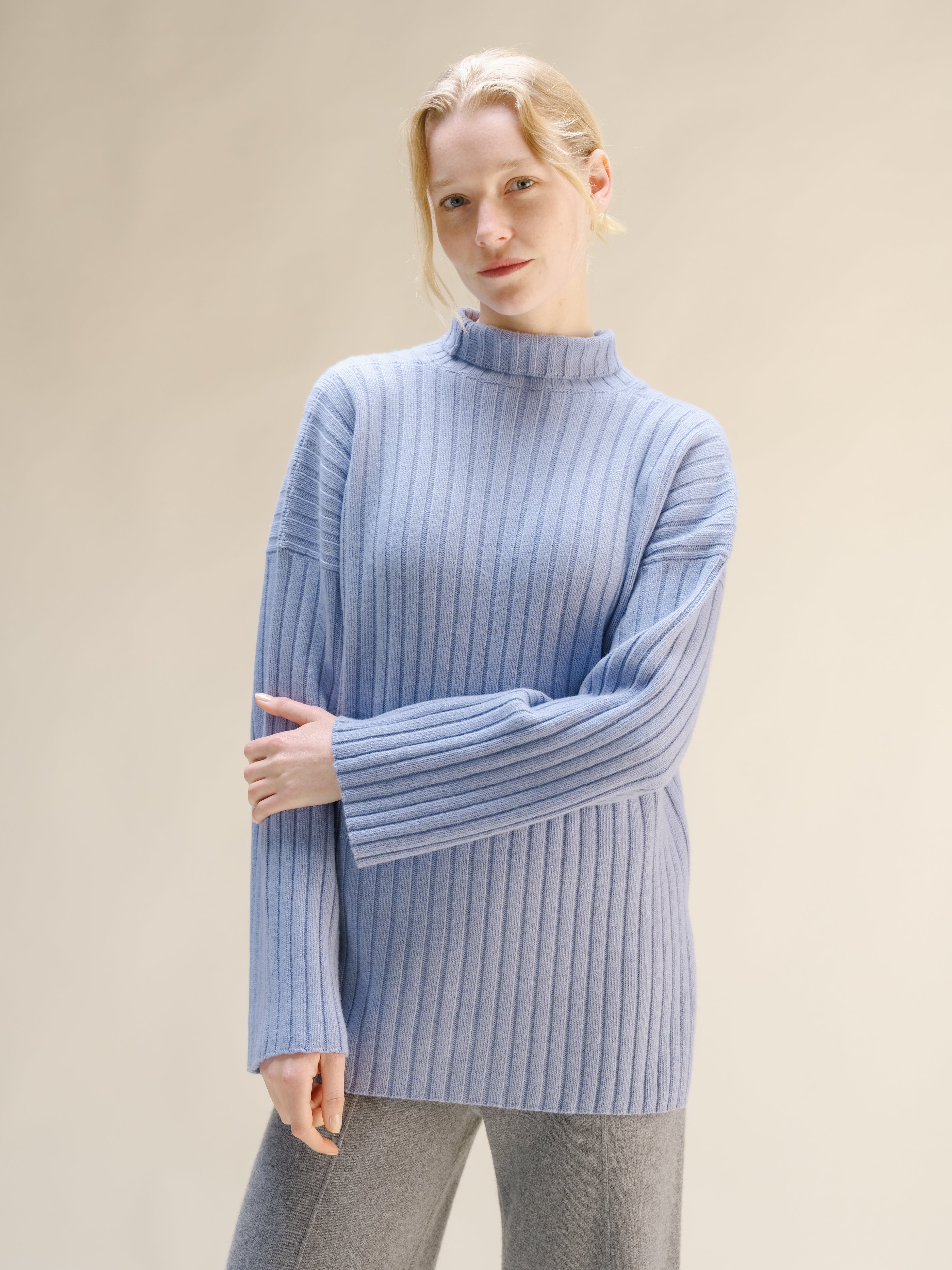 Cashmere Mix Ribbed High Neck