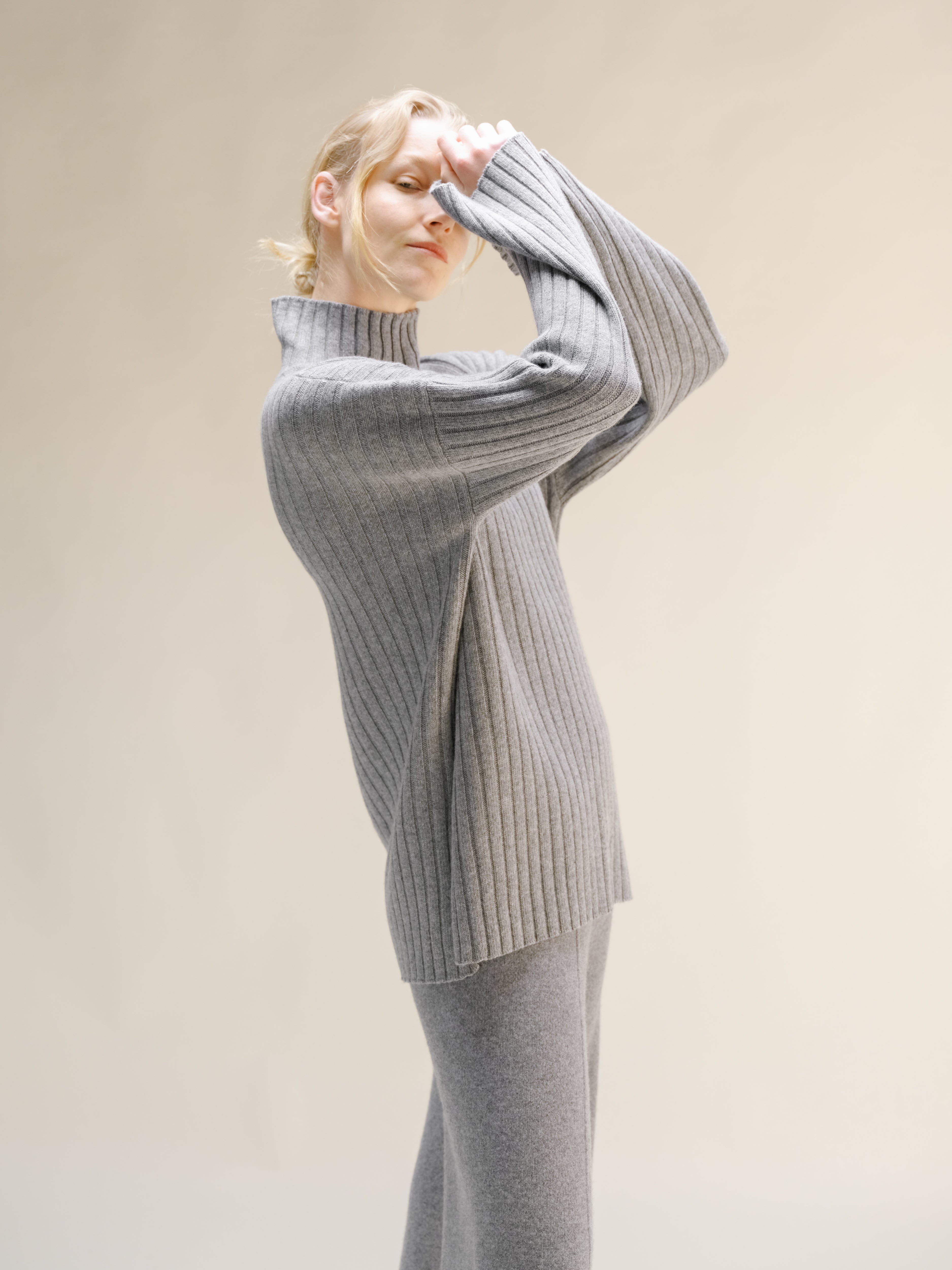 Cashmere Mix Ribbed High Neck