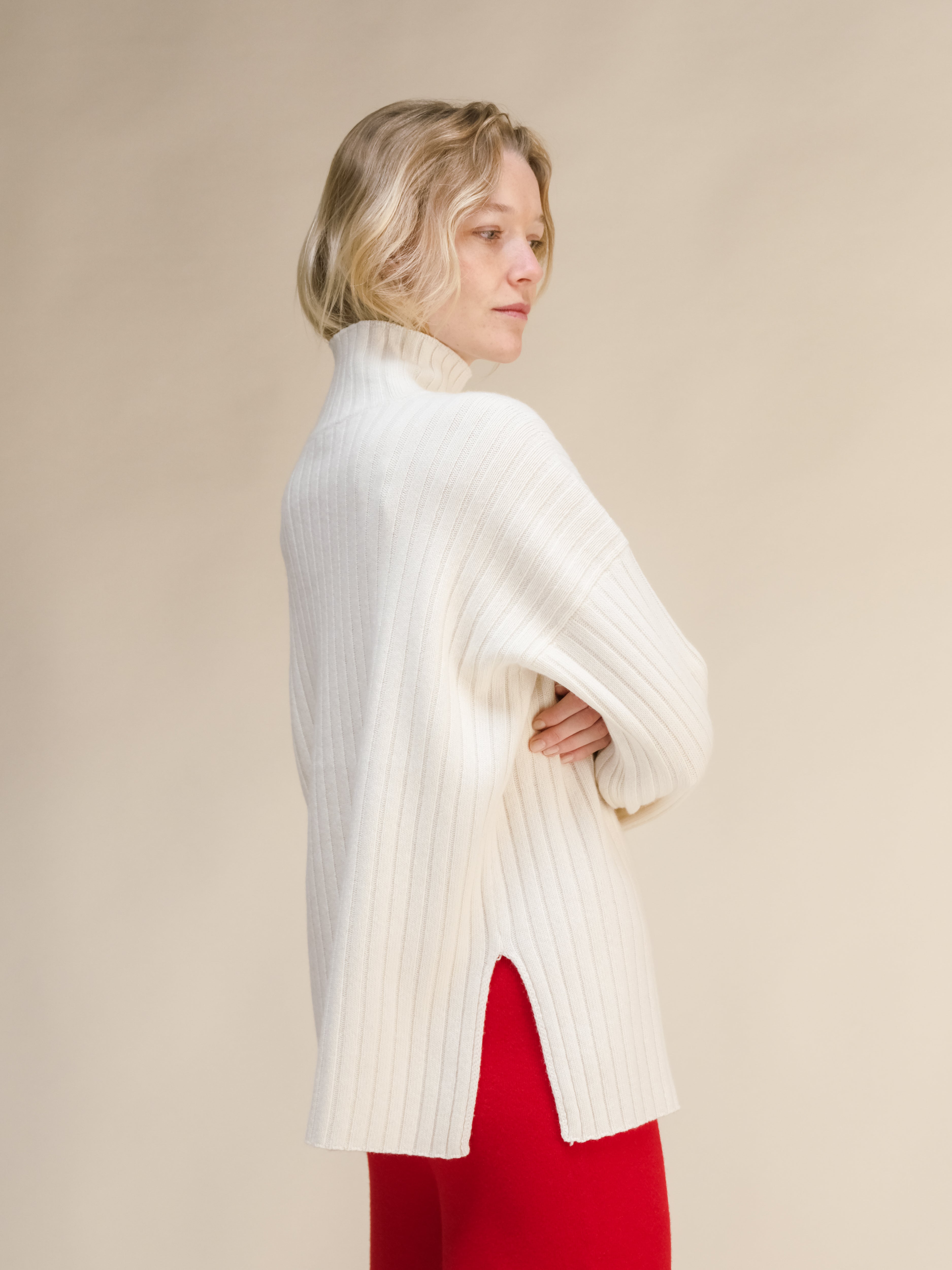 Cashmere Mix Ribbed High Neck