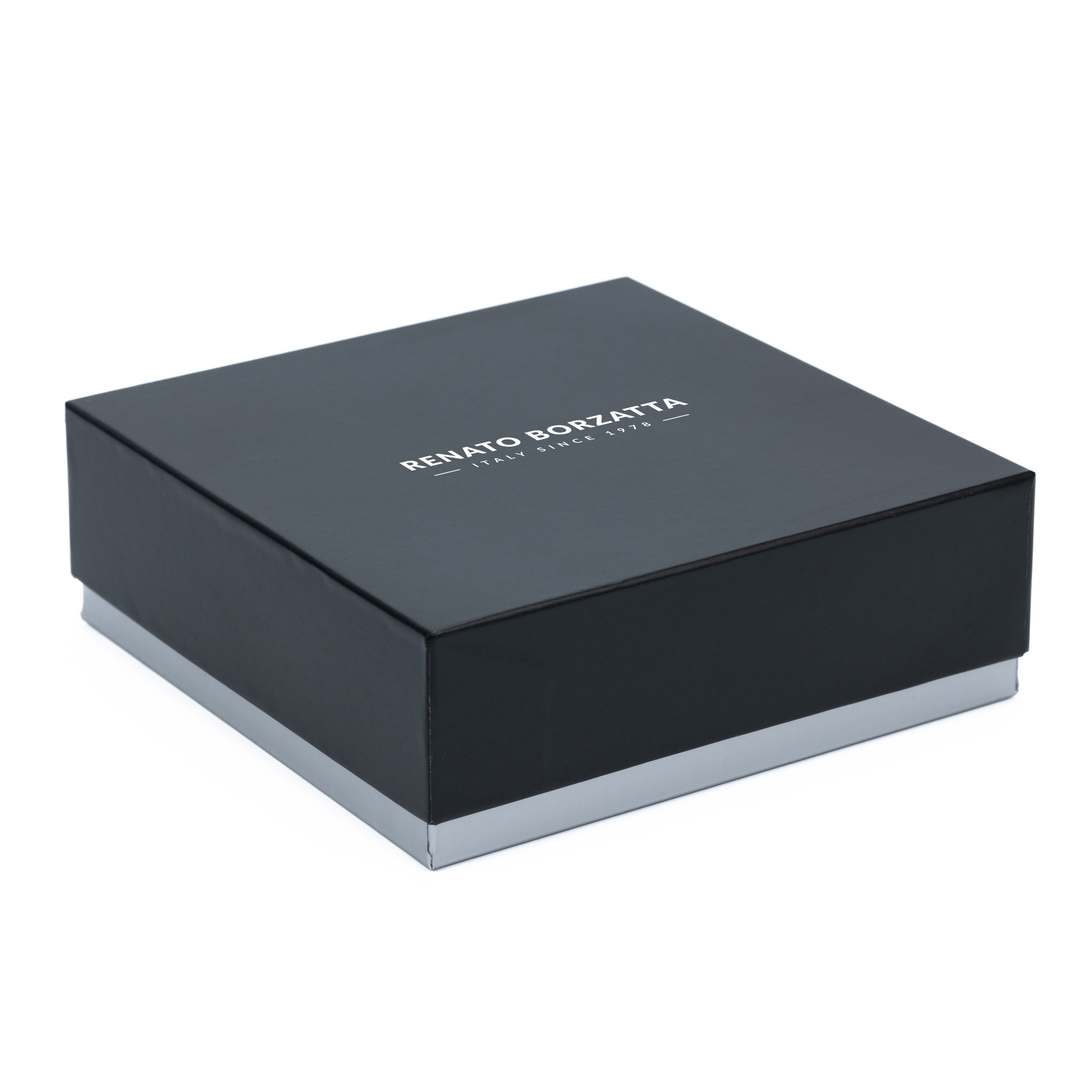 RB4028A | Men's Belt with Allover Print, Made in Italy in Genuine Vegetable-Tanned Leather. Satin Silver-Finish Buckle. Black. Dimensions: 125 x 3.5 x 0.5 cm (waistline 110 cm).