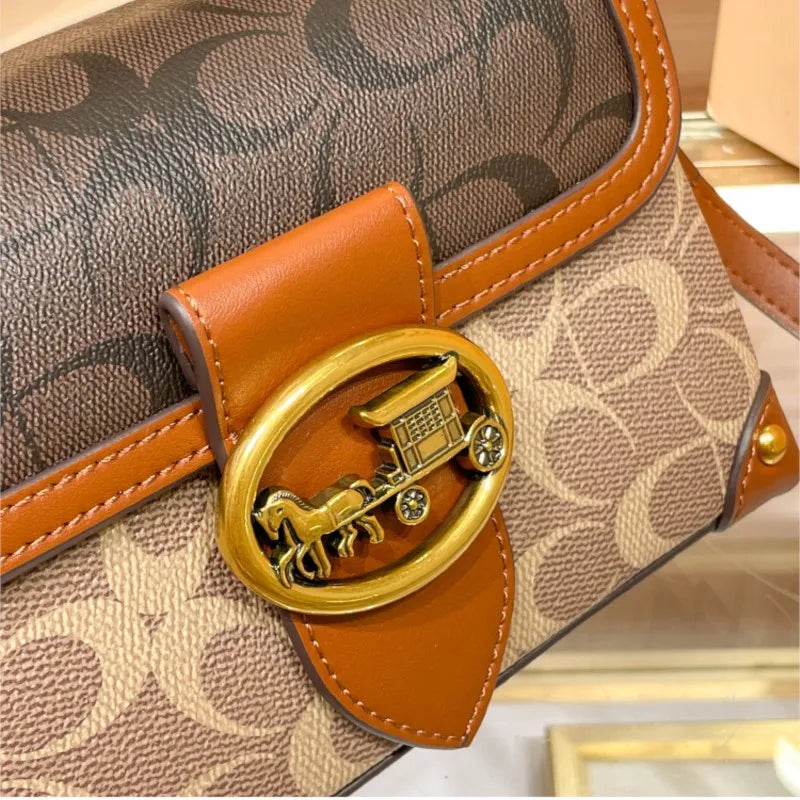 Womens Crossbody Box Bag Satchel with Flap Pocket
