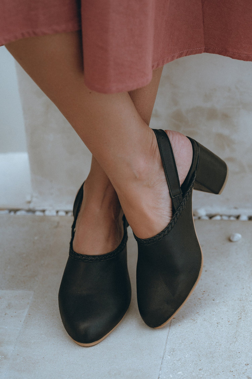 Savage Leather Slingback Heels