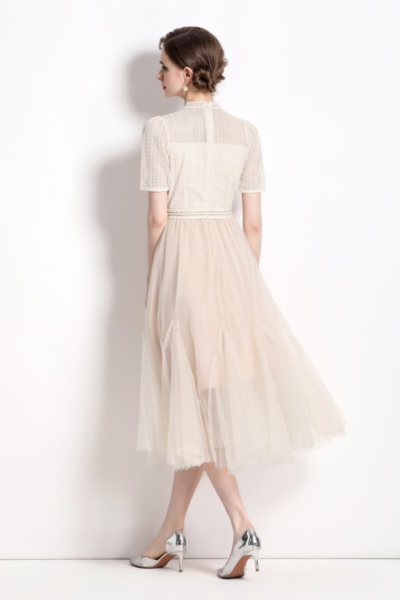 Delicate Mesh High Waisted Midi Dress