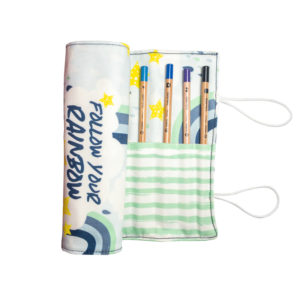 Blue Rainbow Long Pencil Case