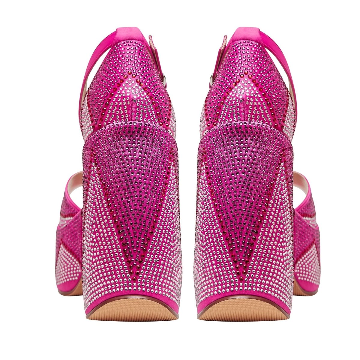 Hot Pink Rhinestone Open Toe Wedge Sandals