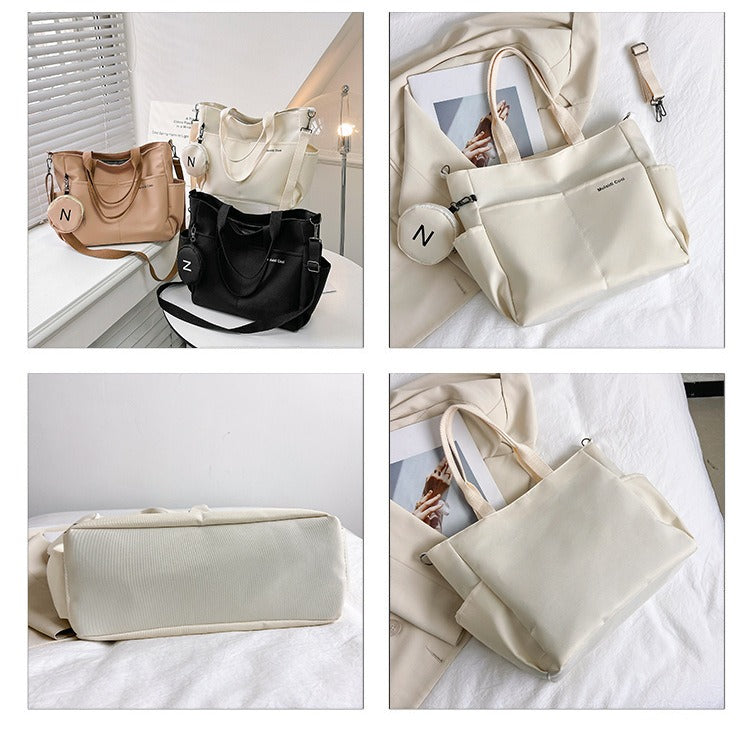 Women's Oxford Tote Crossbody Shoulder Handbag (Beige)