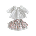 MyKids-USA® Baby Kids Girls Plain Long Sleeves Base Shirt And Floral Skirt Clothing Set