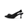 Rhinestone Bow Slingback Kitten Heels – Pointed Toe Knit Heels
