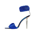 Ruched Open Toe Ankle Strap Icicle Stiletto Sandals