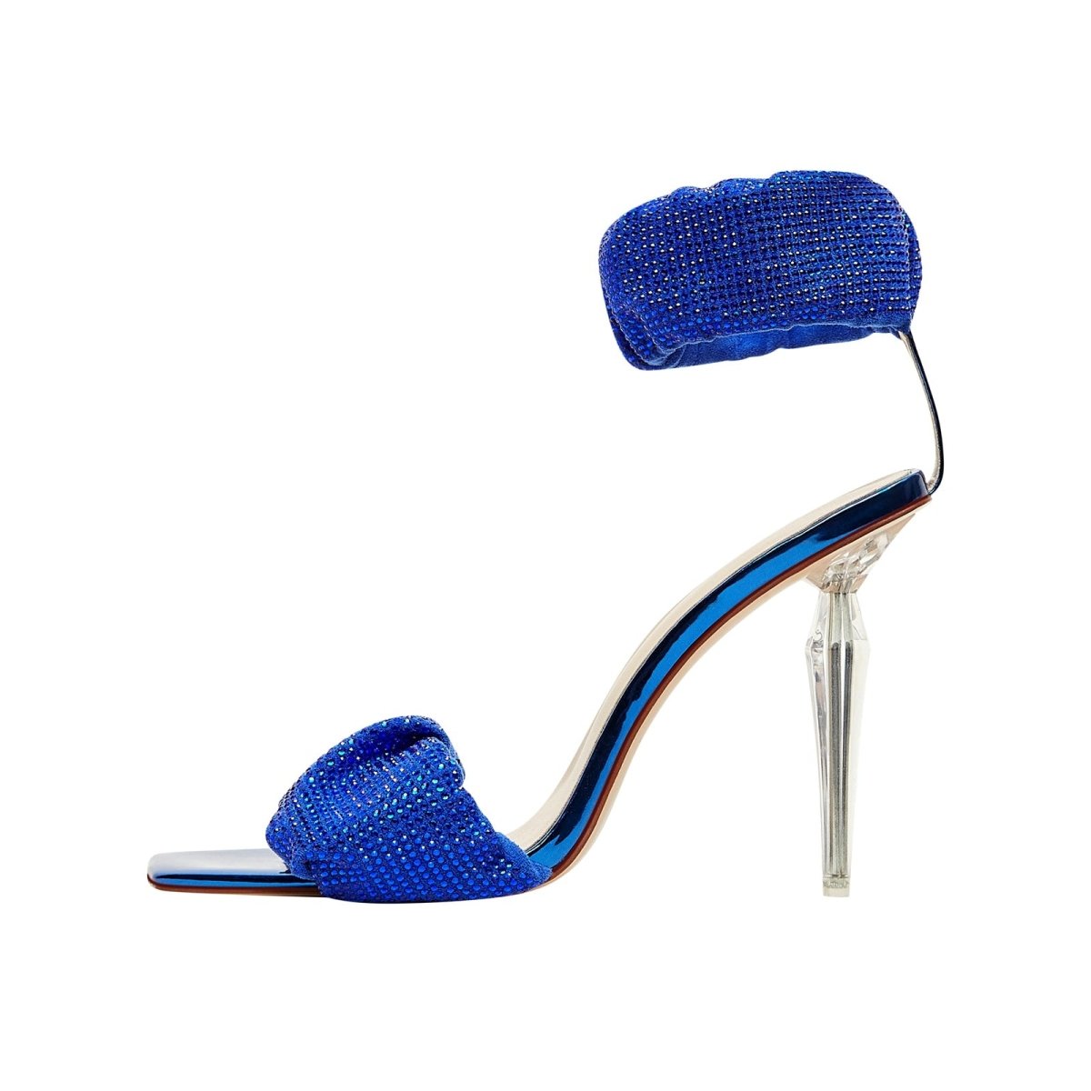 Ruched Open Toe Ankle Strap Icicle Stiletto Sandals